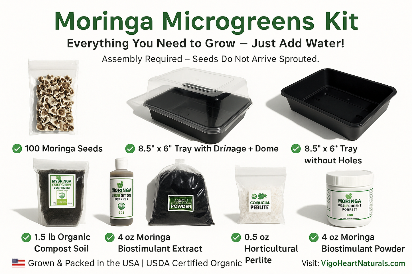 Moringa Microgreens Kit | Sprouting Dome with Seeds, Soil, Perlite & Fertilizer